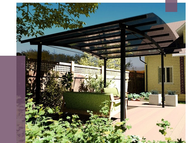 Навесы для террасы в Лыткарине от 13060 руб. под ключ | ПРОЛЁТ-Лтк